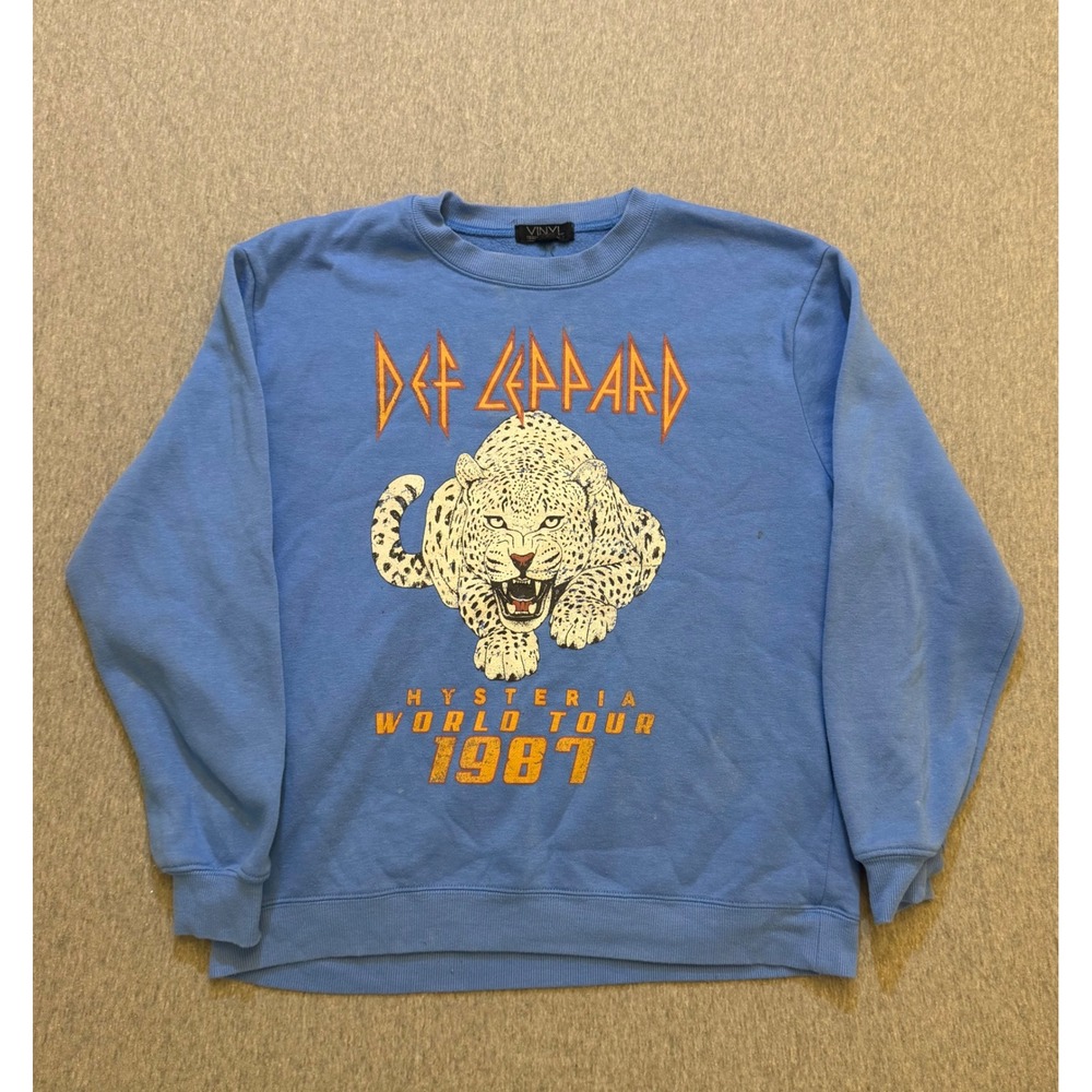 Vinyl Icons Def Leppard Hysteria World Tour 1987 Blue Sweatshirt Medium